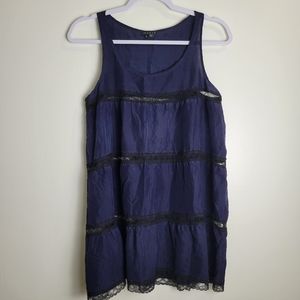 THEORY Silk Crochet Mini Shift Dress S‎